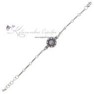 Браслет серебряный, камень кошачий глаз (Новинка) 3399 