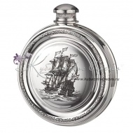 Круглая фляга "Корабль" на 140 мл 3290/2